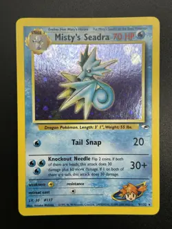MISTY'S SEADRA Prerelease Pokemon Card - WOTC - Gym Heroes - 9/132 - HOLO NM (B) - Image 2