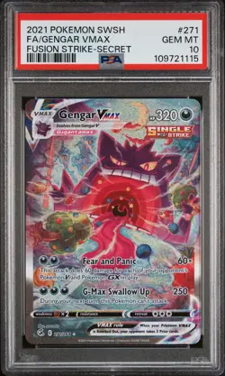 2021 POKEMON SWORD & SHIELD FUSION STRIKE SECRET FULL ART/GENGAR VMAX PSA 10 - Image 1