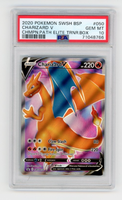 PSA 10 GEM MINT Charizard V 2020 Pokemon Champions Path ETB Black Star Promo #50 - Image 1