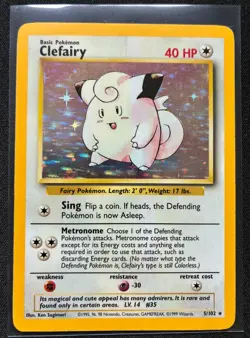 Pokemon 2000 Base Set Clefairy 5/102 Unlimited English LP - Image 1