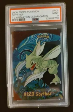 Scyther #PC9, 2000 Topps Pokemon, TV Animation Clear Card, PSA Mint 9 - Image 2