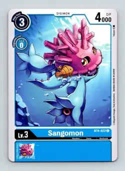 Sangomon BT4-022 Common Blue Rookie (Lv3) Digimon Card CCG - Image 1