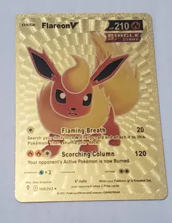 Pokemon Flareon V 169/203 Single Strike Evolving Skies Gold Foil FanArt Card - Image 1