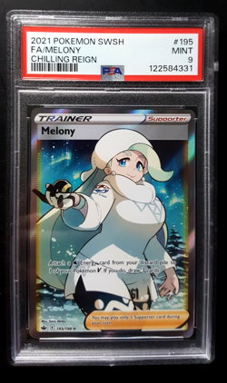 2021 POKEMON SWSH CHILLING REIGN #195 ULTRA RARE FULL ART MELONY PSA 9 MINT - Image 1