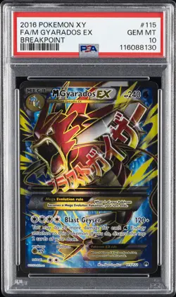 2016 POKEMON XY BREAKPOINT #115 FULL ART/M GYARADOS EX PSA 10 - Image 1
