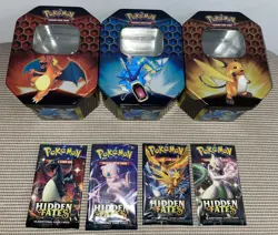 POKEMON 2019 HIDDEN FATES 3 GX TINS - EMPTY BOOSTER PACKS & CODE CARDS NO CARDS - Image 2
