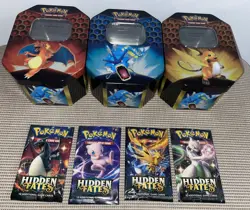 POKEMON 2019 HIDDEN FATES 3 GX TINS - EMPTY BOOSTER PACKS & CODE CARDS NO CARDS - Image 3