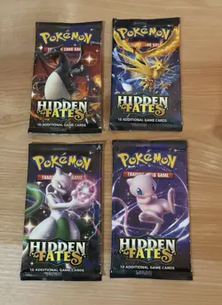 Pokemon Hidden Fates Booster Pack Art Set Of 4 - NEW SEALED - Image 1