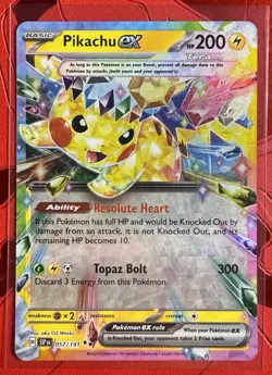 Pokemon TCG Surging Sparks Pikachu EX 057/191 Double Rare Card NM Condition - Image 1