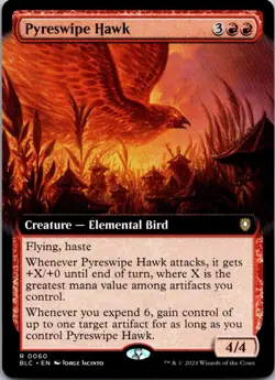Magic the Gathering Pyreswipe Hawk Extended Art Bloomburrow Commander MTG - Image 1