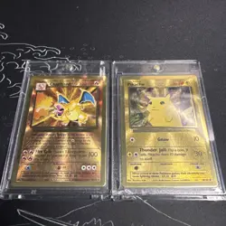 Pokemon Celebrations Gold Metal Charizard & Pikachu Cards 25th Anniversary Base - Image 1