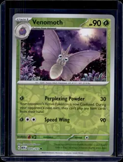 Venomoth SV: Scarlet & Violet 151 Pokemon #049/165 Reverse Holo Uncommon NM+ - Image 1