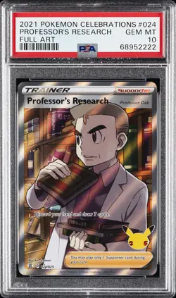 2021 POKEMON CELEBRATIONS #024 FULL ART/PROFESSOR'S RESEARCH PSA 10 - Image 1