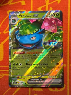 POKEMON TCG VENUSAUR EX 001/142 HOLO HALF ART EXC STELLAR CROWN STAMPED PROMO - Image 1