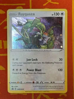 POKEMON TCG RAYQUAZA SWSH029 HOLO BLACK STAR PROMO EXCELLENT - Image 1