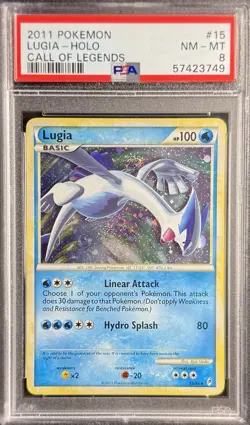 2011 POKEMON CALL OF LEGENDS #15 LUGIA-HOLO PSA 8 DOUBLE SWIRL + HOLO BLEED - Image 2