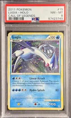 2011 POKEMON CALL OF LEGENDS #15 LUGIA-HOLO PSA 8 DOUBLE SWIRL + HOLO BLEED - Image 3