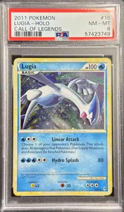 2011 POKEMON CALL OF LEGENDS #15 LUGIA-HOLO PSA 8 DOUBLE SWIRL + HOLO BLEED - Image 4