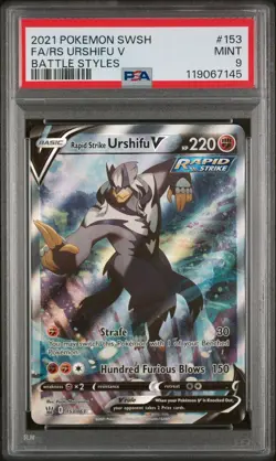 POKEMON TCG RAPID STRIKE URSHIFU V ALTERNATE ART 153/163 BATTLE STYLES PSA 9 - Image 1