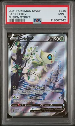 POKEMON TCG CELEBI V ALTERNATE FULL ART 245/264 FUSION STRIKE GRADED PSA 9 MINT - Image 1