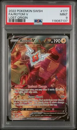 POKEMON TCG ROTOM V ALTERNATE FULL ART 177/196 LOST ORIGIN GRADED PSA 9 MINT - Image 1