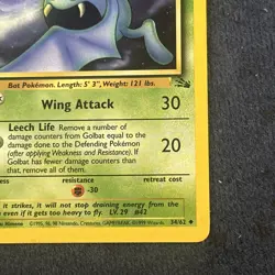 Pokemon TCG Golbat 34/62 Fossil 1st Edition LP - Image 4