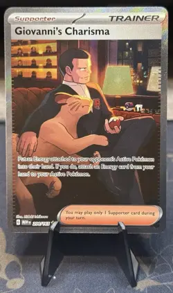 Pokemon TCG Giovanni's Charisma Holo Card Scarlet & Violet 151 Series 204/165 - Image 1