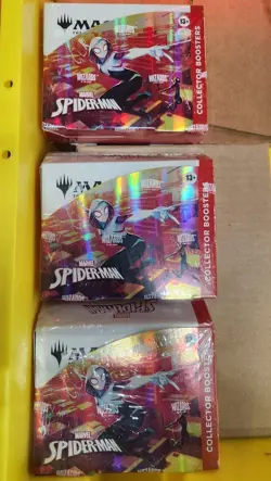 3 MTG Magic the Gathering Spider Man Collector Booster Boxes - Image 1