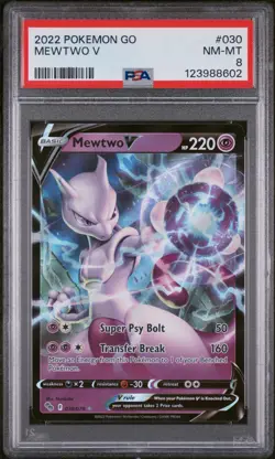 2022 Pokemon Go Mewtwo V 🌀 #030 PSA 8 🔮 (NEW CERT) ⭐ - Image 1