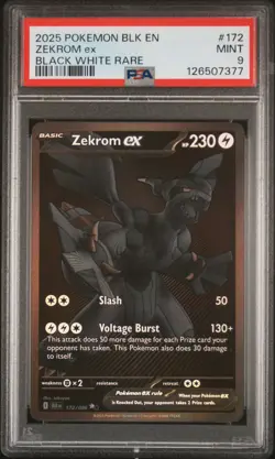 2025 POKEMON BLK EN-BLACK BOLT BLACK WHITE RARE #172 ZEKROM EX PSA 9 - Image 1