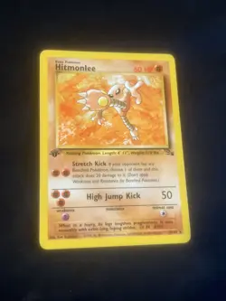 Hitmonlee Fossil 22/62 1st Edition Non Holo Rare Vintage Pokemon #2 NM - Image 1