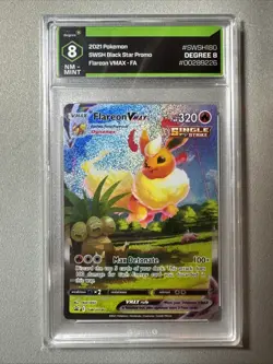 2021 Pokemon SWSH Black Star Promo Flareon VMAX Full Art Degree Graded 8 - Image 1