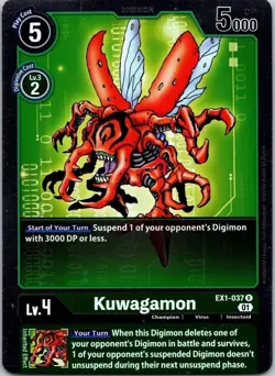 Kuwagamon EX1-037 Black Rare Champion Digimon CCG Card - Image 1