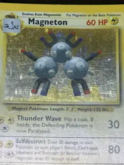 Pokemon TCG Magneton Base Set Holo Unlimited Rare Card 9/102 MP - Image 2