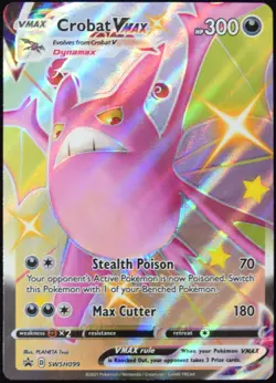 Pokemon TCG Crobat VMAX (Shiny) SWSH099 2021 Black Star Promo Card - LP - Image 1
