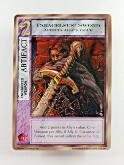 Paracelsus' Sword, Weapon - Mythos CCG card (1996 Chaosium) UC Artifact, Cthulhu - Image 1