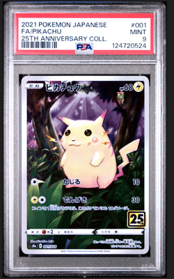 PSA 9 Pikachu Reverse Holo 001 Pokemon 25th Anniversary Collection Japanese 2021 - Image 1
