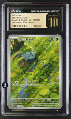 Bulbasaur Pokemon Scarlet & Violet 151 - 166/165 IR - CGC 10 Pristine - POP 34 - Image 1