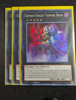 Yugioh - 3x Crimson Knight Vampire Bram DASA-EN013 1st Edition Super Rare NM - Image 1