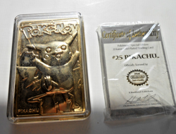 Pokemon Card Pikachu #25 Gold Plated 23k 23 Karat Burger King 1999 COA Nintendo - Image 1