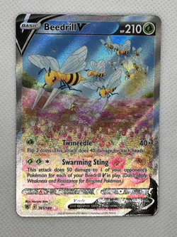 Pokemon Beedrill V (Alternate Full Art) SWSH10: Astral Radiance 161/189 NM - Image 1