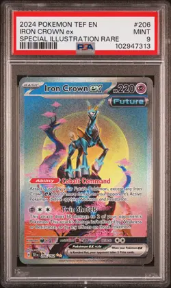 2024 POKEMON TEF EN-TEMPORAL FORCES #206 IRON CROWN EX PSA 9 - Image 1