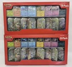 2 Pokemon TCG Prismatic Evolutions 8-Pack Mini Tins Promo Costco Bundle EEVEE - Image 1