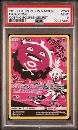 2019 POKEMON SUN & MOON COSMIC ECLIPSE SECRET #243 FULL ART/KOFFING PSA 9 - Image 1