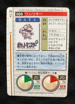 Pokemon Carddass Japanese Machop Green Ver Vintage Bandai #230414 - Image 2