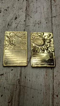 Charizard 1999 Pokemon 23K Gold Plated Bar Burger King Nintendo + Poliwhirl Card - Image 2