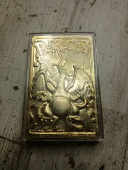 Charizard 1999 Pokemon 23K Gold Plated Bar Burger King Nintendo + Poliwhirl Card - Image 3