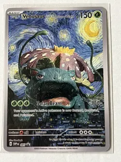 Venusaur with The Starry Night Van Gogh Collectible Fan Art Gold Metal Card NM/M - Image 1