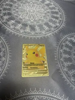 Basic Pikachu V HP 190 Card 170/185 Gold Foil Card Fan Art - Image 1