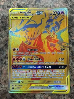 Pokemon 2021 Reshiram & Charizard GX SM247 Black Star Promo Tag Team Holo Card - Image 1